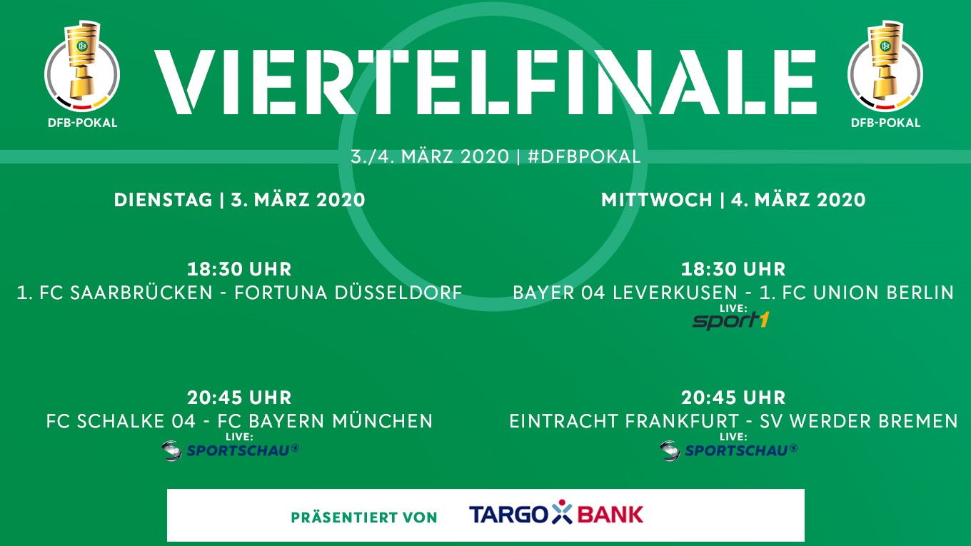 Drei Viertelfinalspiele live im Free-TV DFB