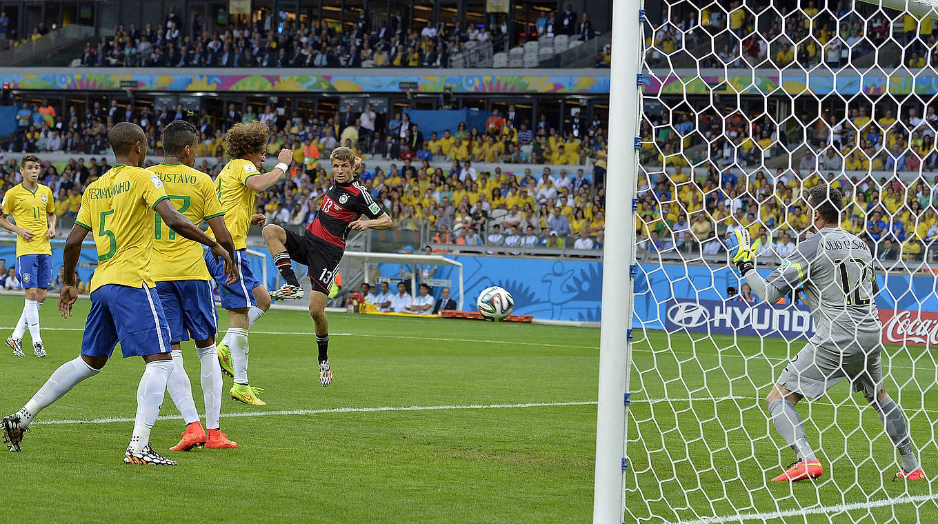 Müllers fünftes WM-Tor 2014: das 1:0 im Halbfinale gegen Brasilien © imago/MIS