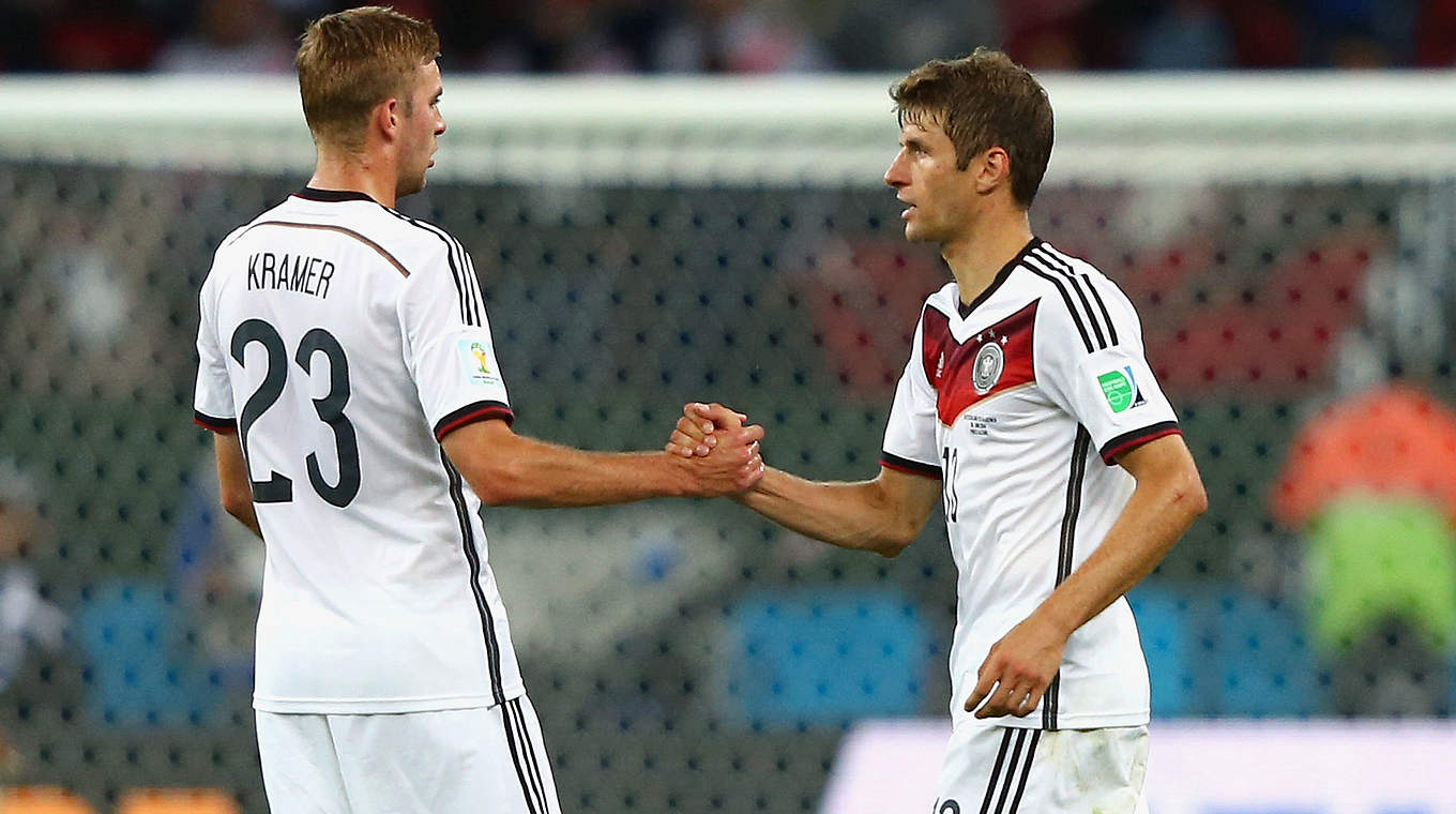 Kollegen im DFB-Team: Christoph Kramer und Thomas Müller (r.) © 2014 Getty Images