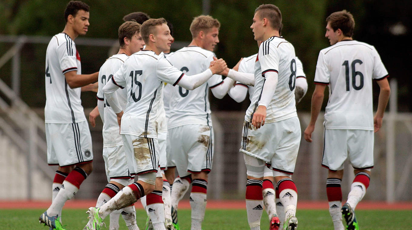 Freut sich über den Sieg: Die deutsche U 19 © 2014 Getty Images
