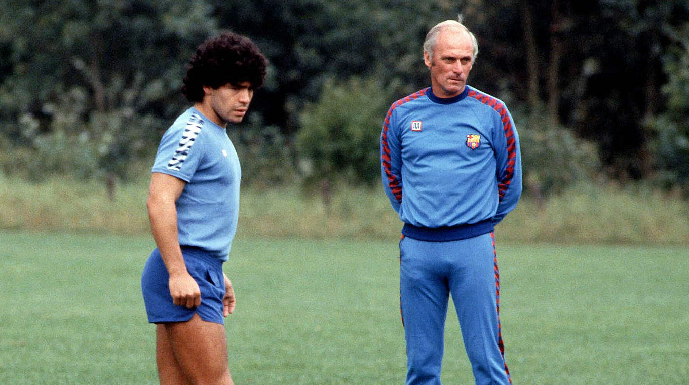 Diego, Drama Queen. Maradona and Lattek during training in 1982 © imago/WEREK