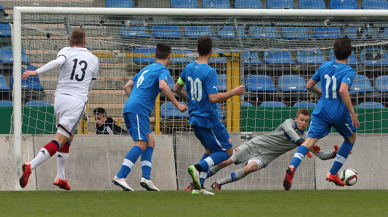 Max Christiansen makes it 1-0 to Germany © 2014 Getty Images