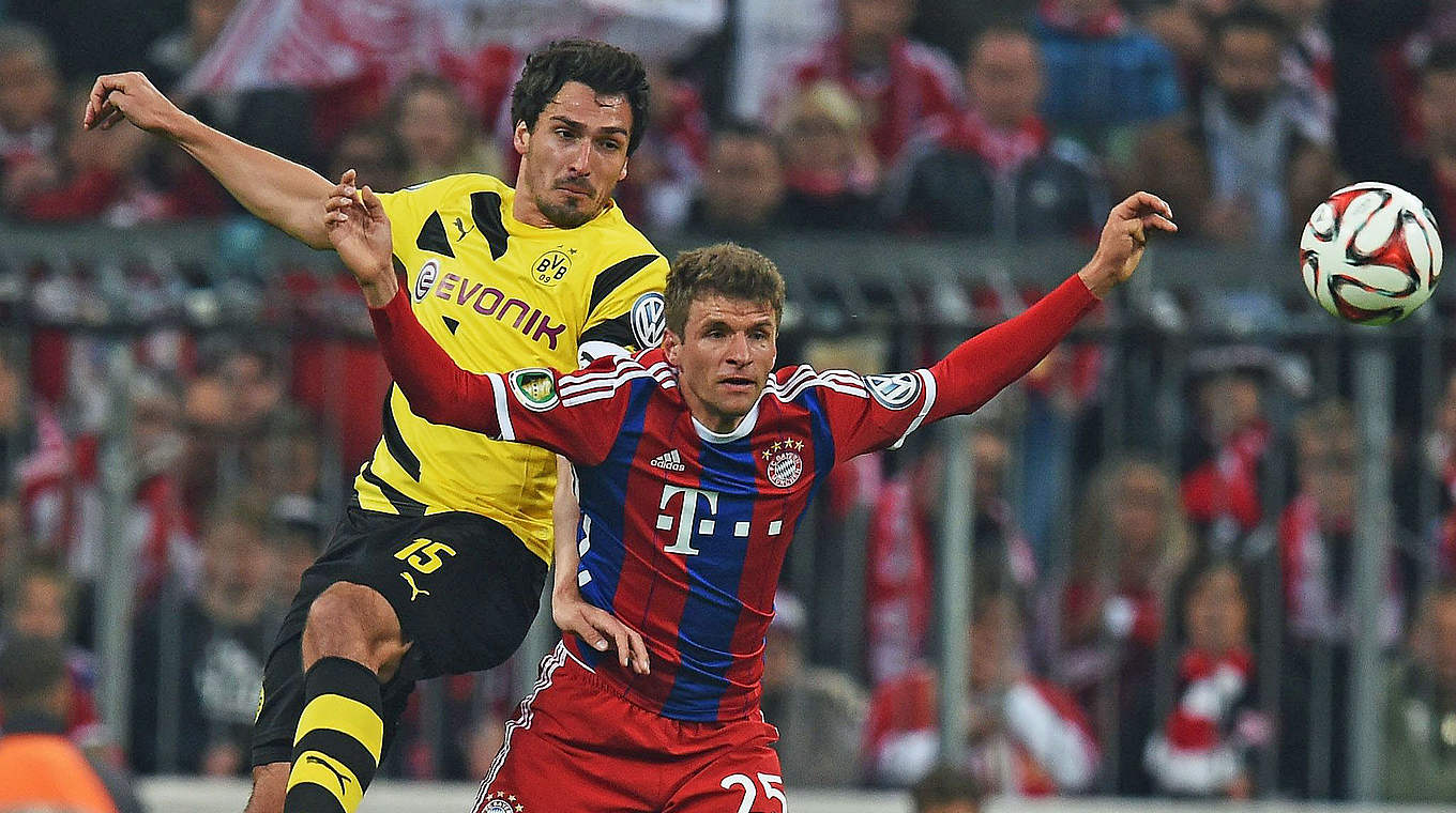 Hummels (l.) gegen Müller: "Es war zweifellos ein leidenschaftlicher Pokalfight" © 2015 Getty Images