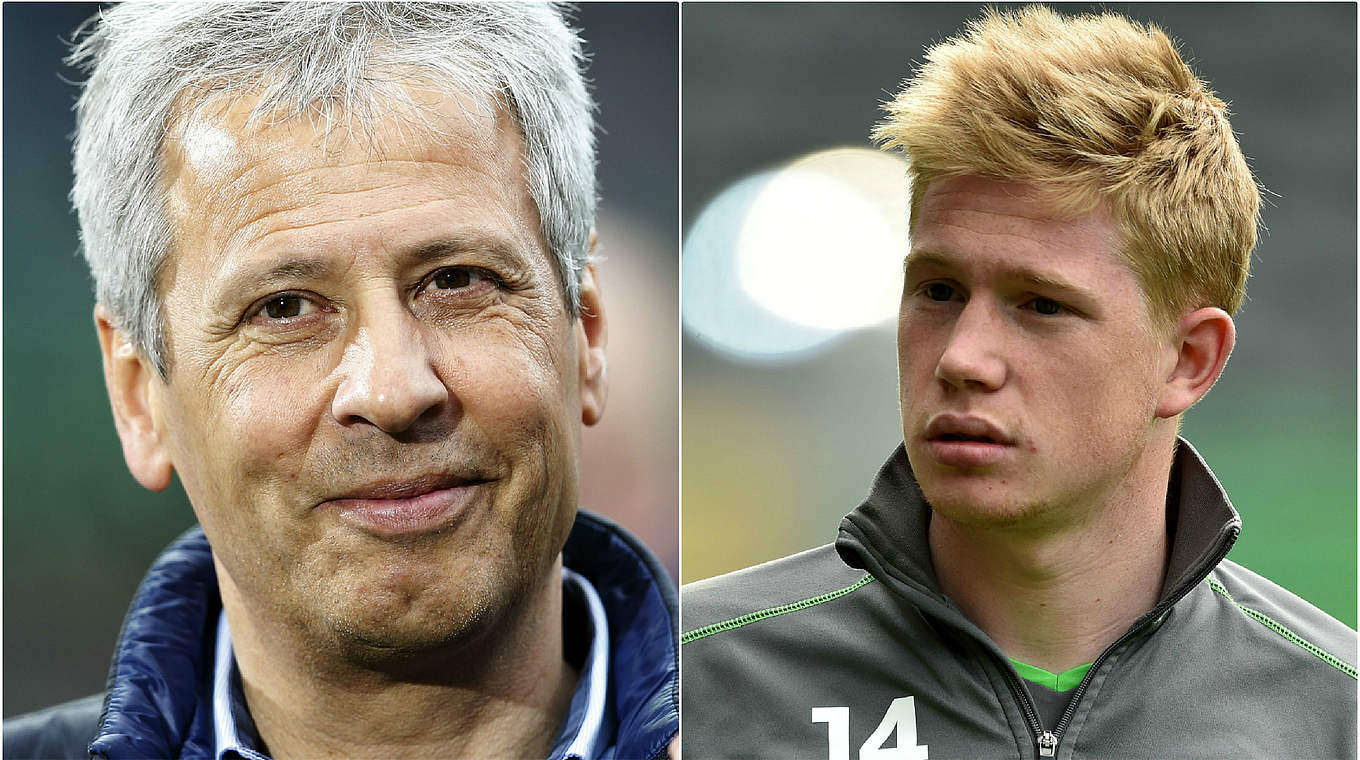 Trainer und Spieler der Saison: Gladbachs Favre (l.) und der Wolfsburger De Bruyne © Bongarts/GettyImages/DFB