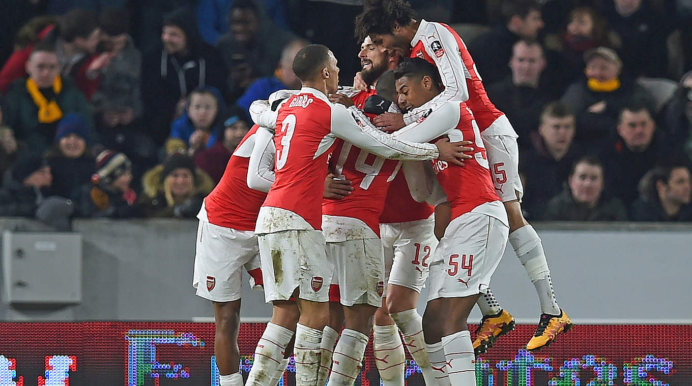 Jubel bei Arsenal: die Gunners stehen im Viertelfinale des FA Cups © PAUL ELLIS/AFP/Getty Images