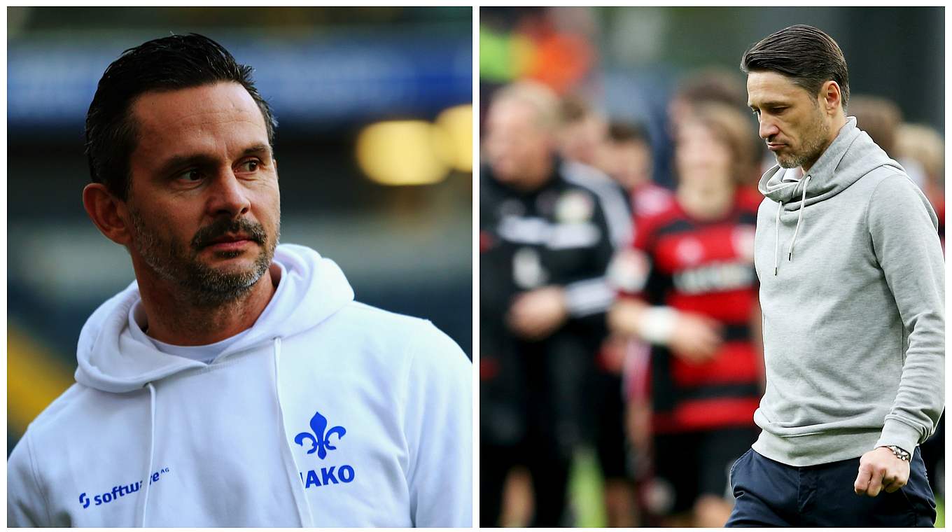 Trainerduell: Dramstadts Dirk Schuster gegen Frankfurts Niko Kovac (v.l.) © Getty Images/DFB