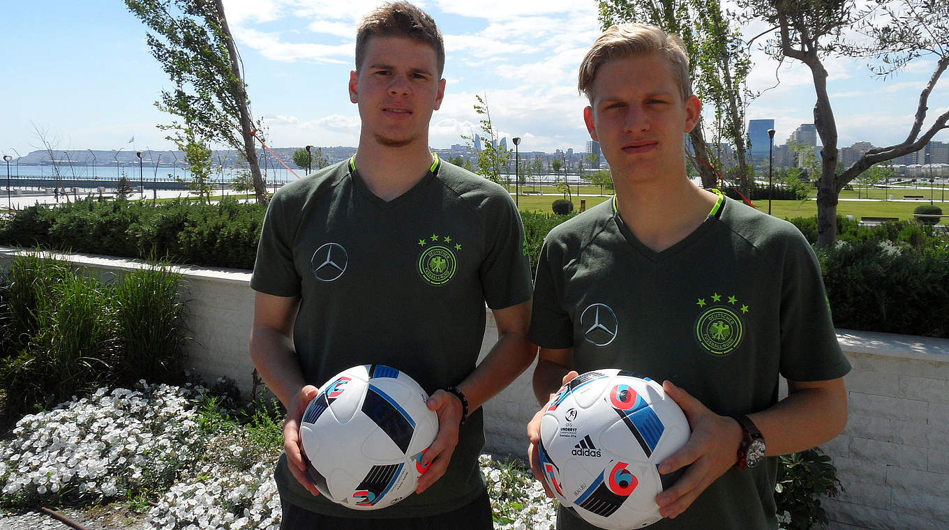 Teamkollegen bei der Hertha und der U 17 des DFB: Florian Baak (l.) und Arne Maier © DFB
