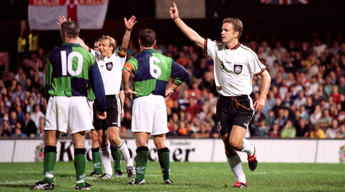 Der schnellste Hattrick der DFB-Historie: Bierhoff trifft 1997 gegen Nordirland dreimal © imago