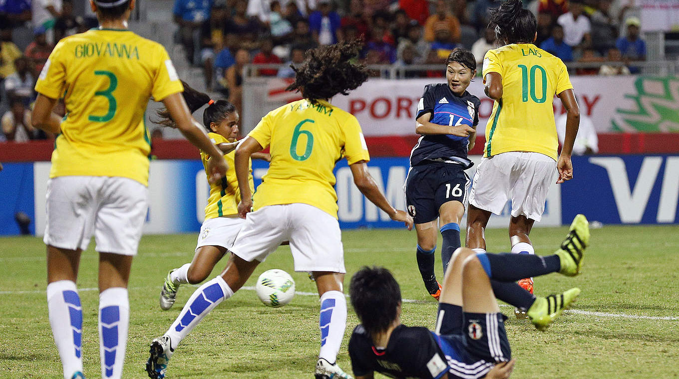 Treffer zur Führung für Japan gegen Brasilien: Miyabi Moriya © 2016 FIFA