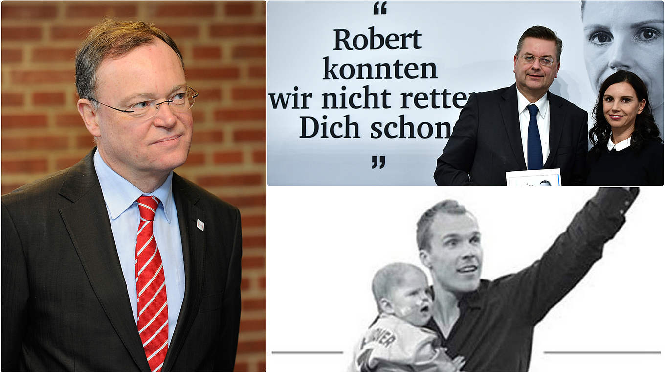 Führen das Kuratorium der Robert-Enke-Stiftung weiter an: Weil (l.) und Grindel (o.r.) © Getty Images/Collage DFB