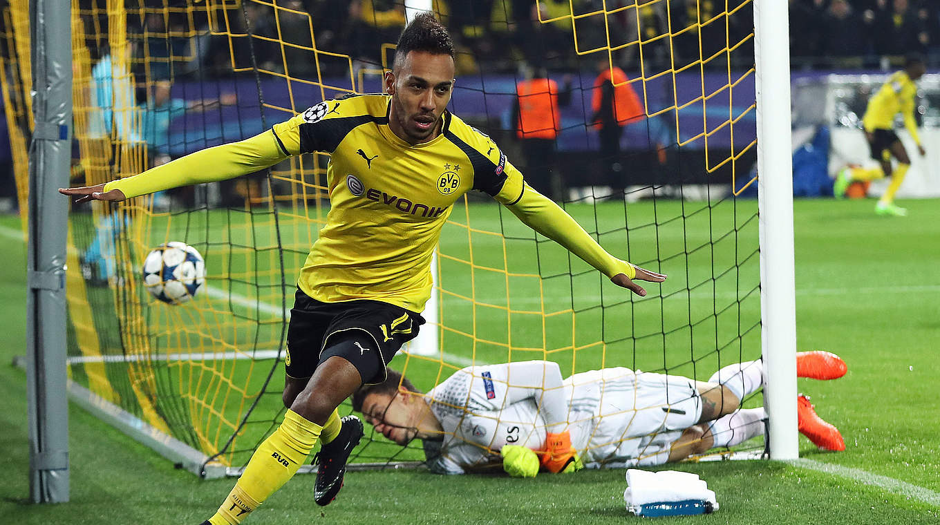 Dritter Doppelpack in Folge: Aubameyang schießt Dortmund ins Viertelfinale © 2017 Getty Images