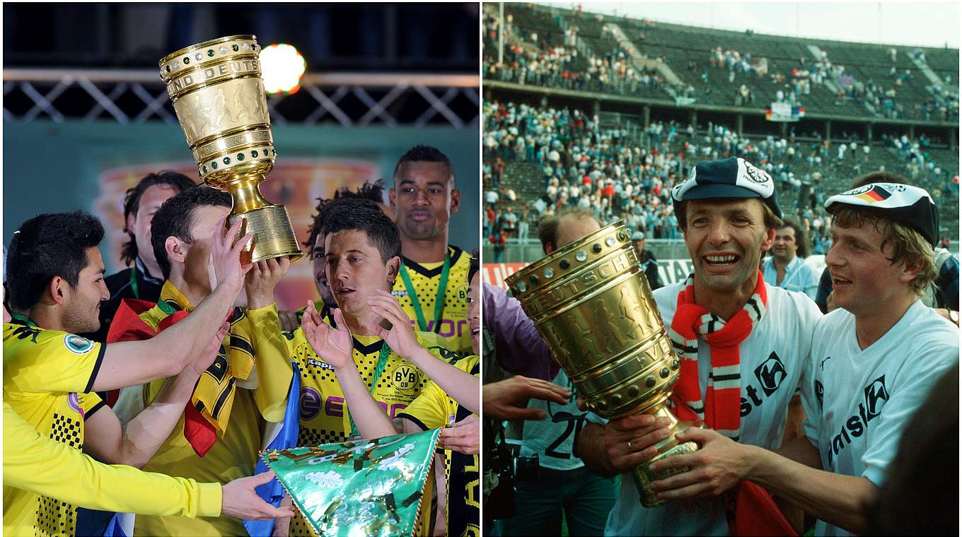 Erfahrung im DFB-Pokal: Der BVB gewann zuletzt 2012, die Eintracht 1988 den Titel © Getty Images/Collage DFB