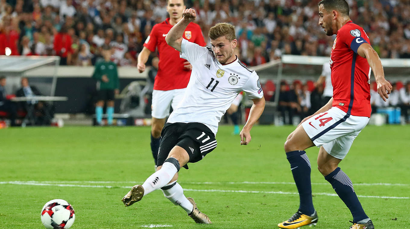 Werner erzielte gegen Norwegen seine Länderspieltore fünf und sechs © 2017 Getty Images