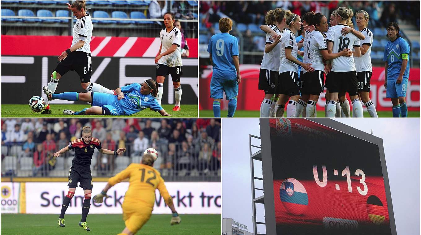 Zwei Spiele, 17:0 Tore: Die Olympiasiegerinnen sind gegen Slowenien klar favorisiert © Getty Images/Collage DFB