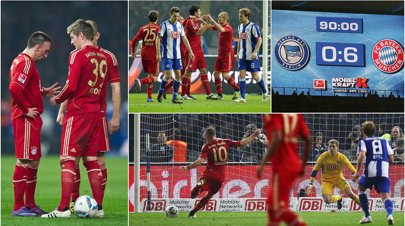 Schnick-Schnack-Schnuck und dreimal Robben: Bayern siegt 2012 in Berlin 6:0 © Getty Images/imago/Collage DFB