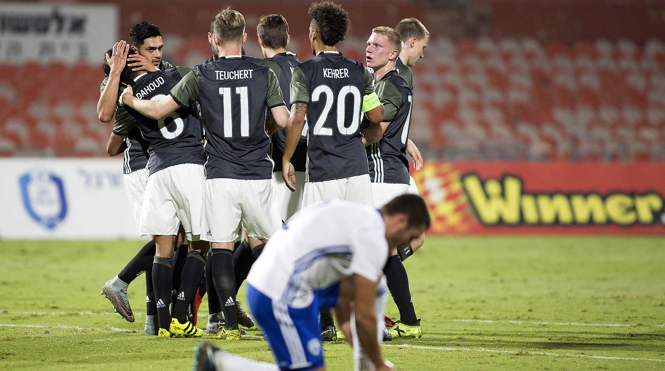Gelingt der dritte Sieg in Serie gegen Israel? Die deutsche U 21 hofft auf einen Dreier © 2017 Getty Images