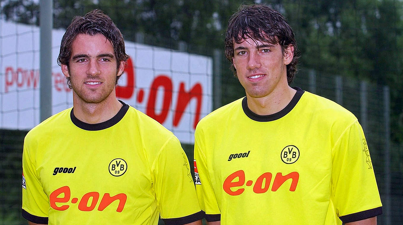 Gemeinsam für Borussia Dortmund am Ball: Christoph (l.) und Malte Metzelder 2003 © Bongarts
