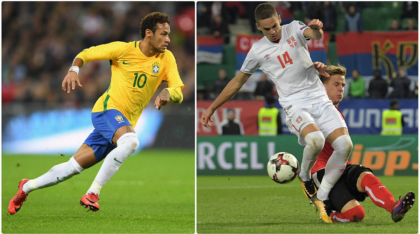 Gruppengegner bei der WM 2018: Gacinovic und Serbien gegen Neymars (l.) Brasilianer © Getty Images