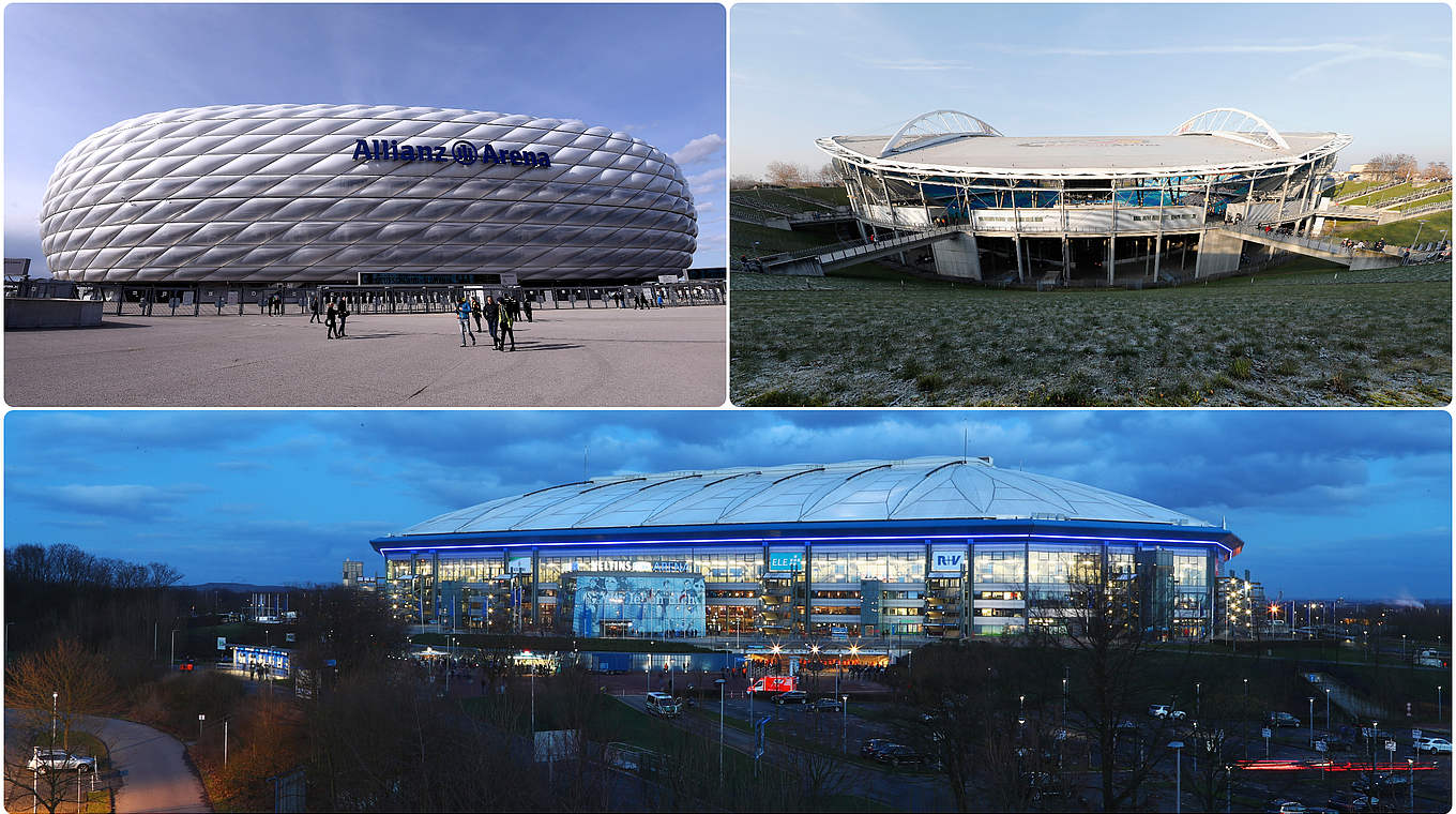Die kommenden Spielorte des A-Teams: München, Leipzig und Gelsenkirchen © Getty Images/Collage DFB