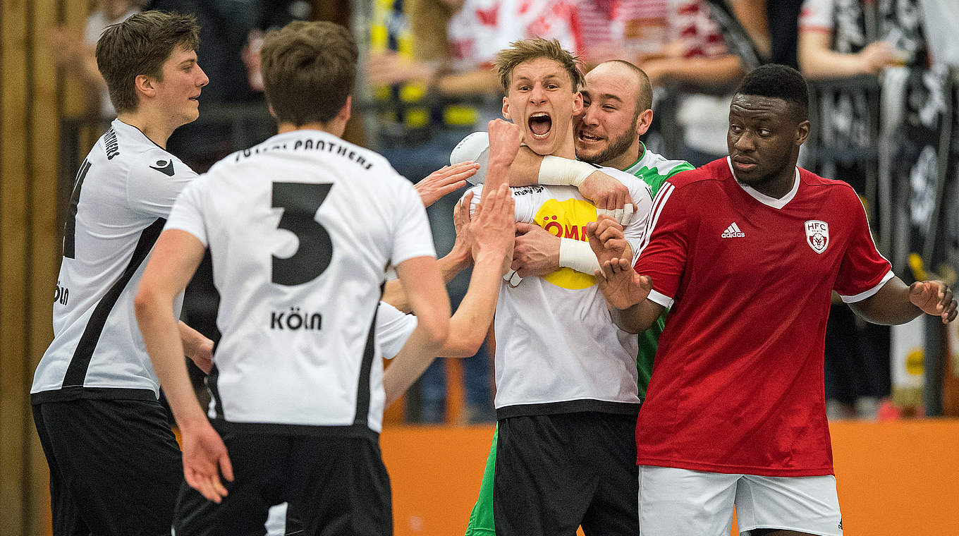 Jubel beim West-Meister: Die Futsal Panthers Köln schalten den Hamburger FC 2016 aus © 2018 Getty Images