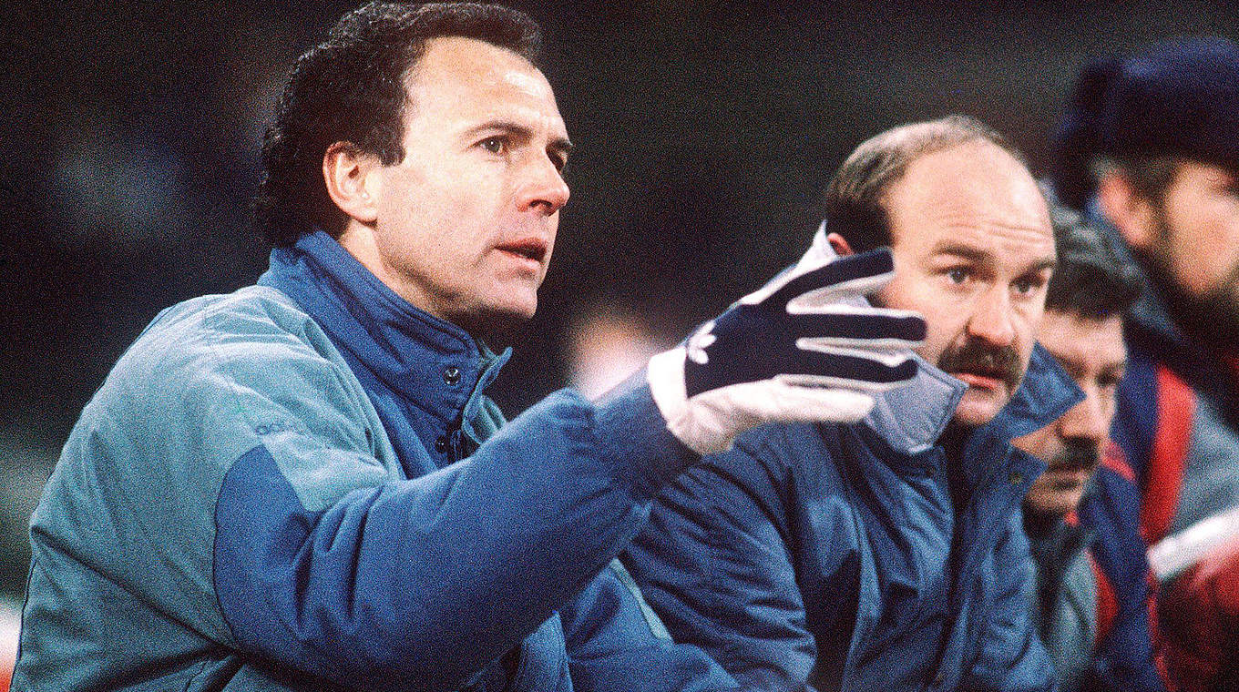 "Könnte Buch schreiben": Köppel (r.) als Beckenbauer-Assistent bei der WM 1986 © Bongarts