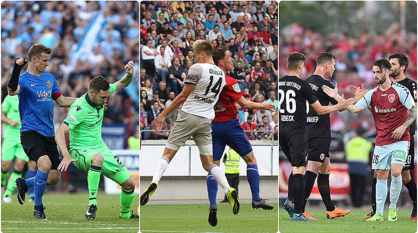 Hochspannung und ausverkaufte Stadien: Die Rückspiele um den Aufstieg in die 3. Liga © Imago/Collage DFB
