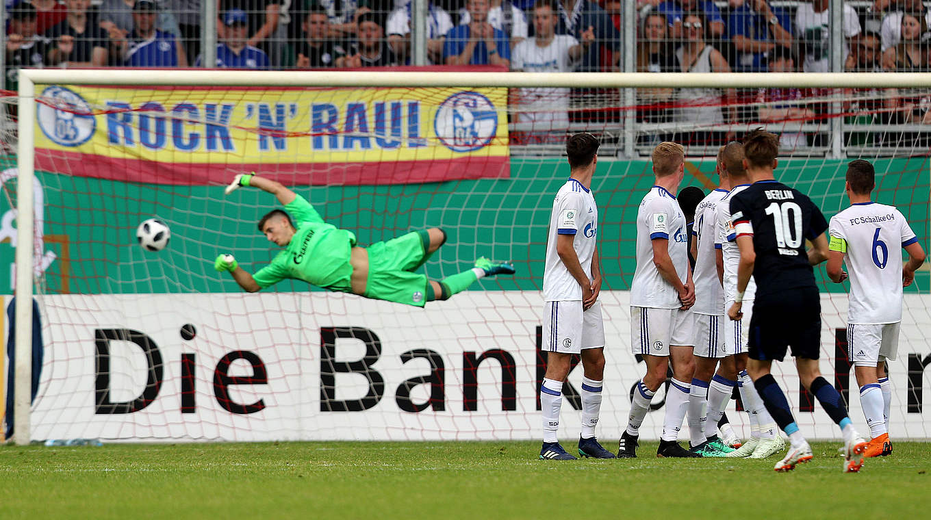 Starker Freistoß: Florian Krebs (v.) trifft zum zwischenzeitlichen 2:0 für Hertha © 2018 Getty Images