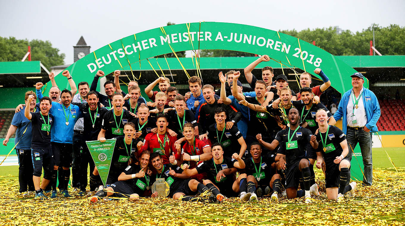 Zum ersten Mal Deutscher Meister: die A-Junioren von Hertha BSC © 2018 Getty Images