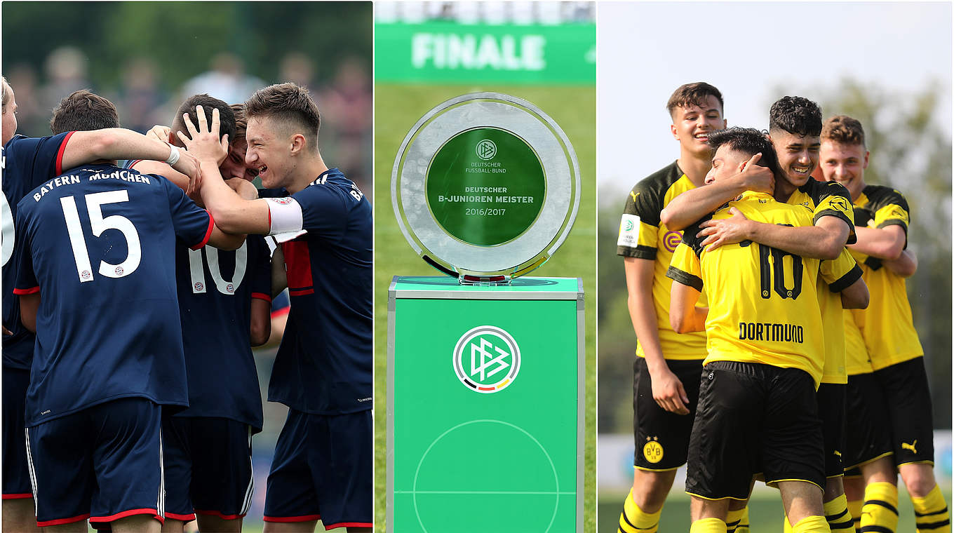 Wer darf am Sonntag jubeln: die U 17 des FC Bayern oder von Borussia Dortmund? © Getty Images/Collage DFB