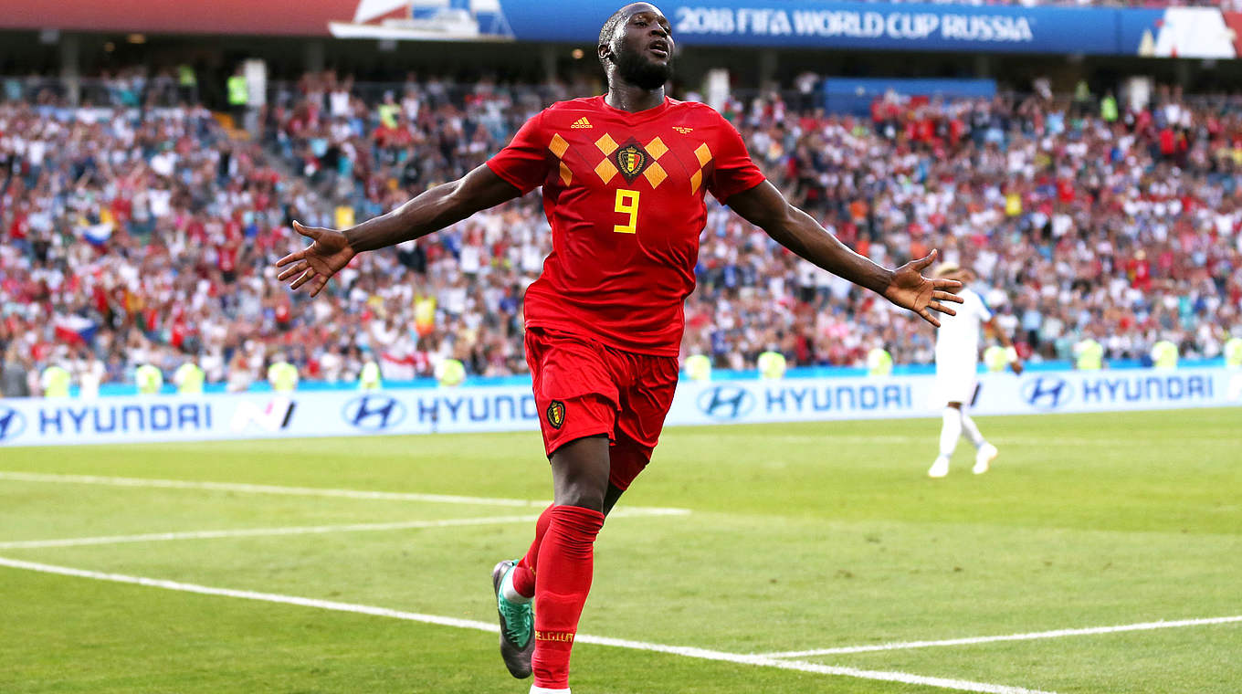 Mann des Spiels: Belgiens Stürmer Romelu Lukaku bejubelt seinen zweiten Treffer © 2018 Getty Images