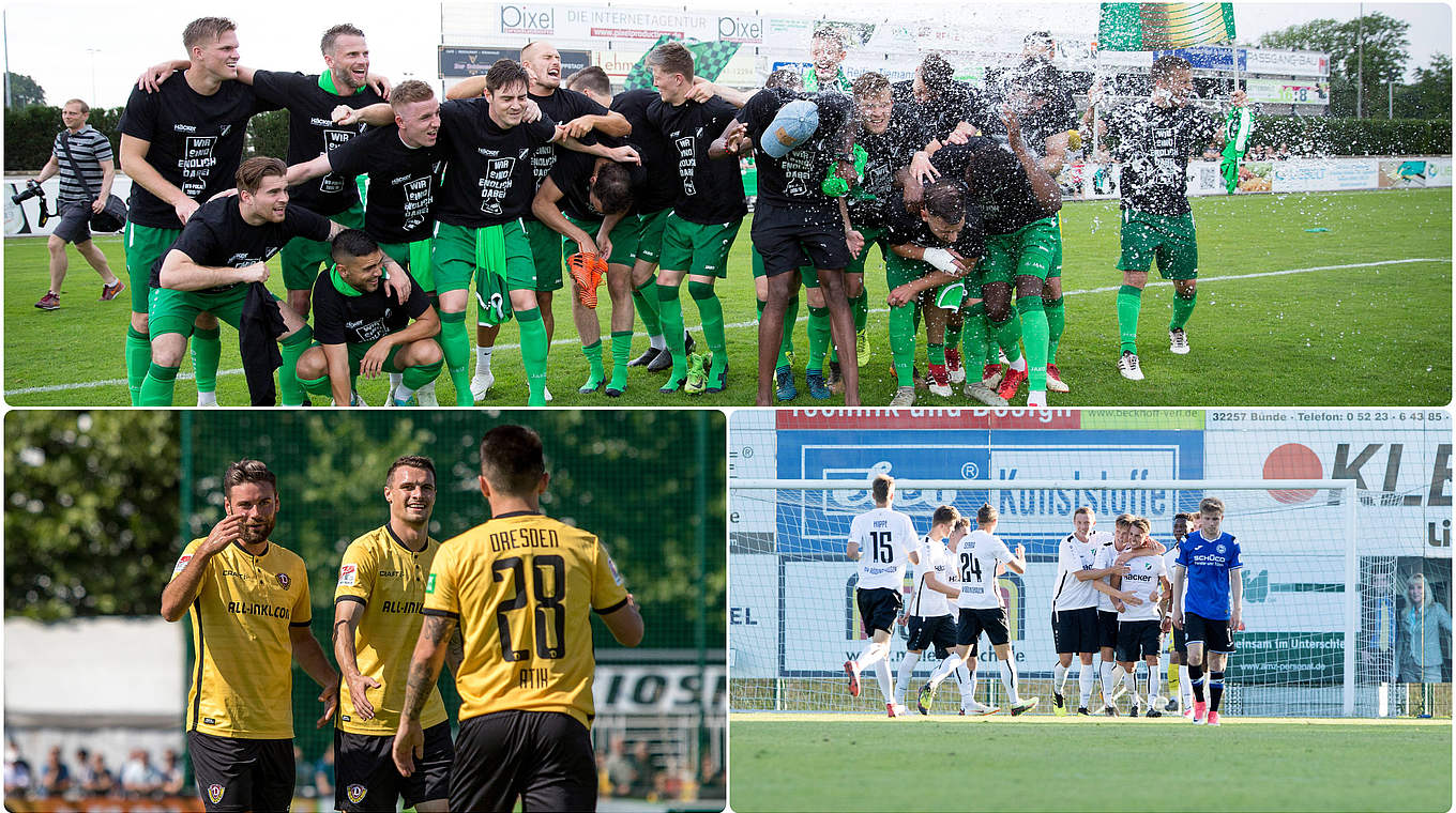 Treten in der 1. Pokalrunde gegeneinander an: Rödinghausen und Dynamo Dresden © 