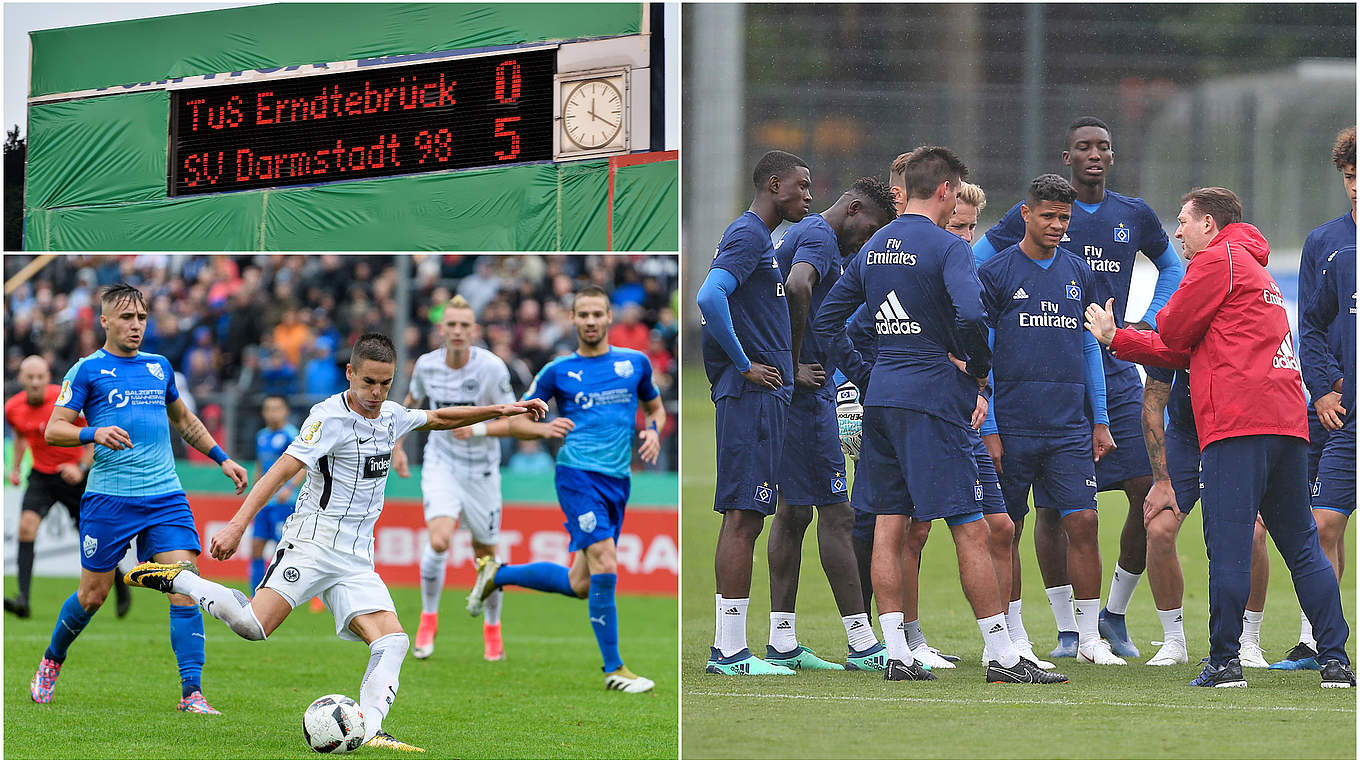 Warten auf die Torpremiere: TuS Erndtebrück nimmt gegen den HSV erneut Anlauf © Getty Images/Collage DFB