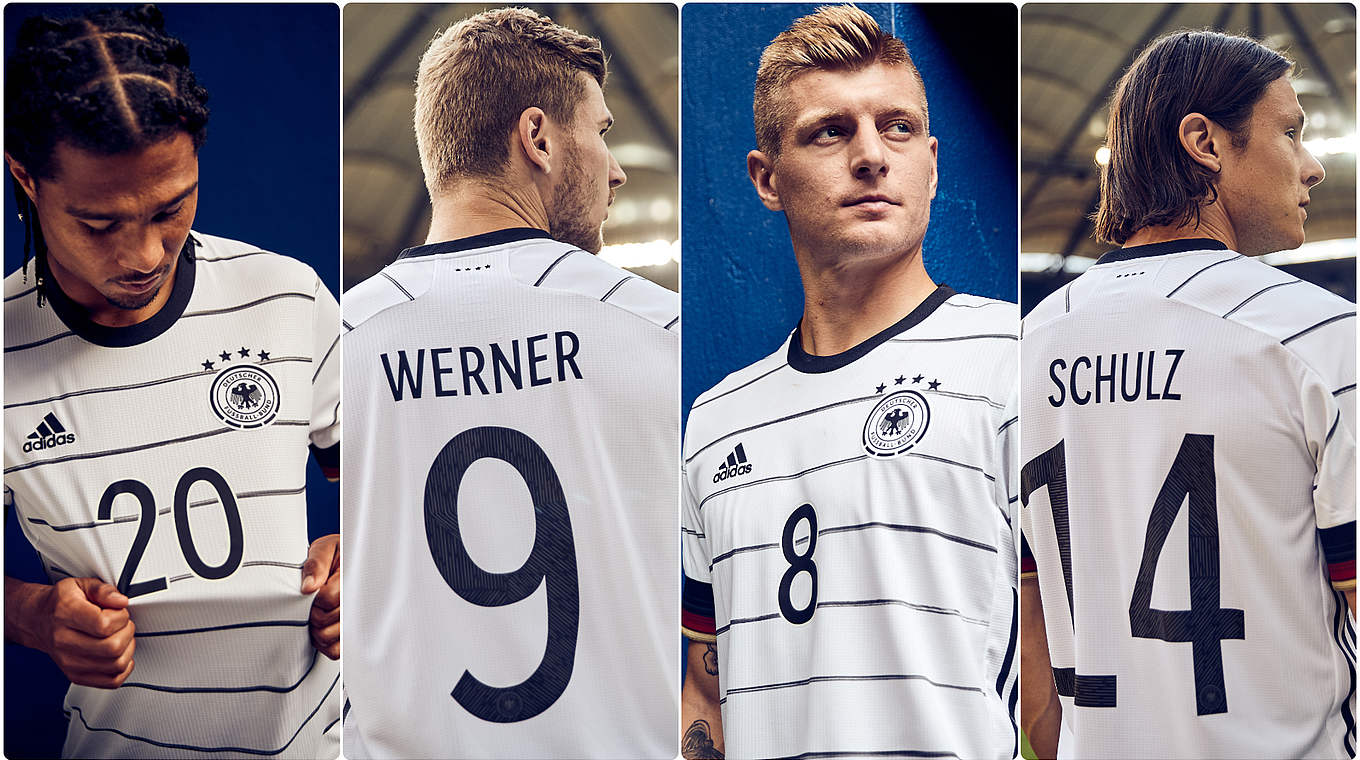 Einzigartige Typografie - eigens für das neue Outfit der DFB-Auswahl entworfen © Bilder Adidas / Collage DFB