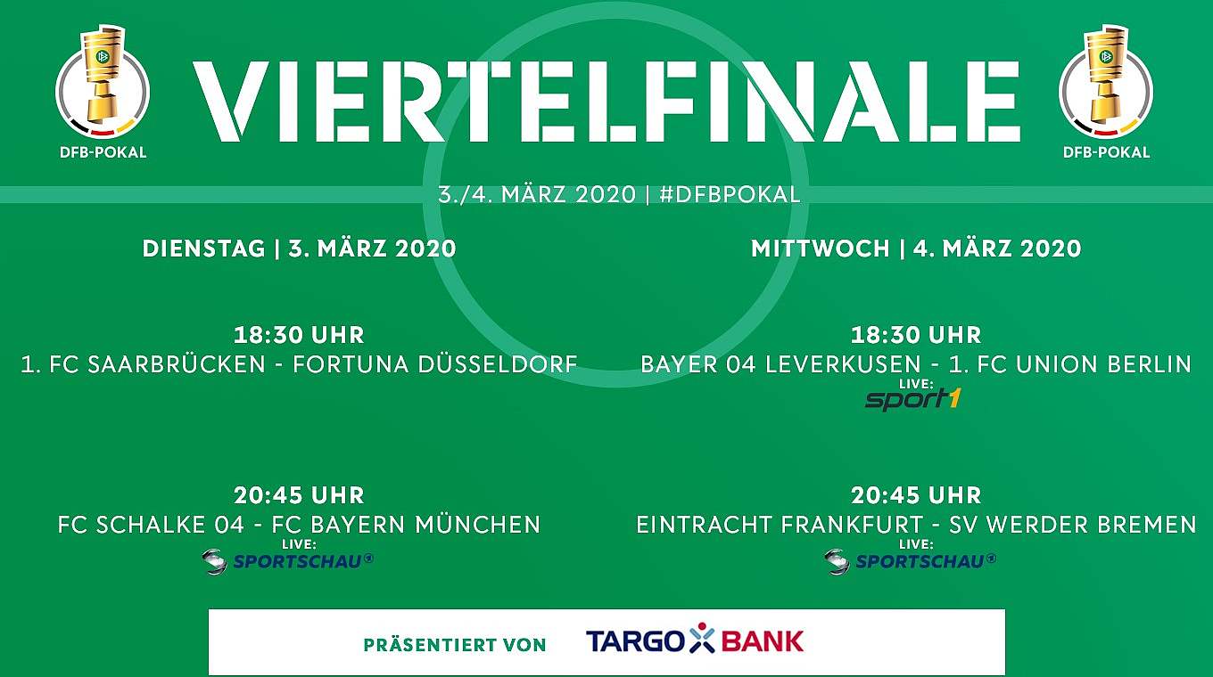 Drei Viertelfinalspiele live im Free-TV DFB