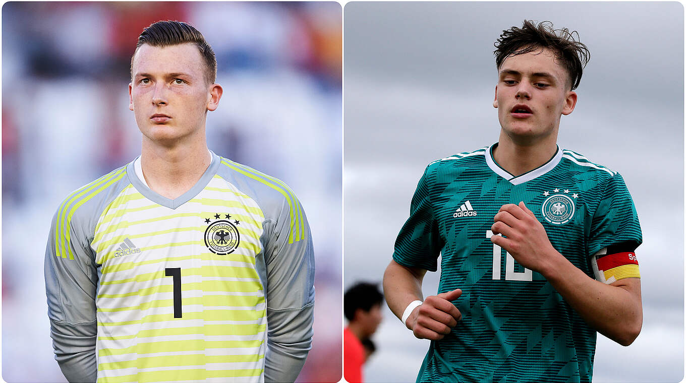 Reisen nicht zur U 21 an: Schalkes Markus Schubert und Leverkusens Florian Wirtz (v.l.) © Getty Images/Collage DFB