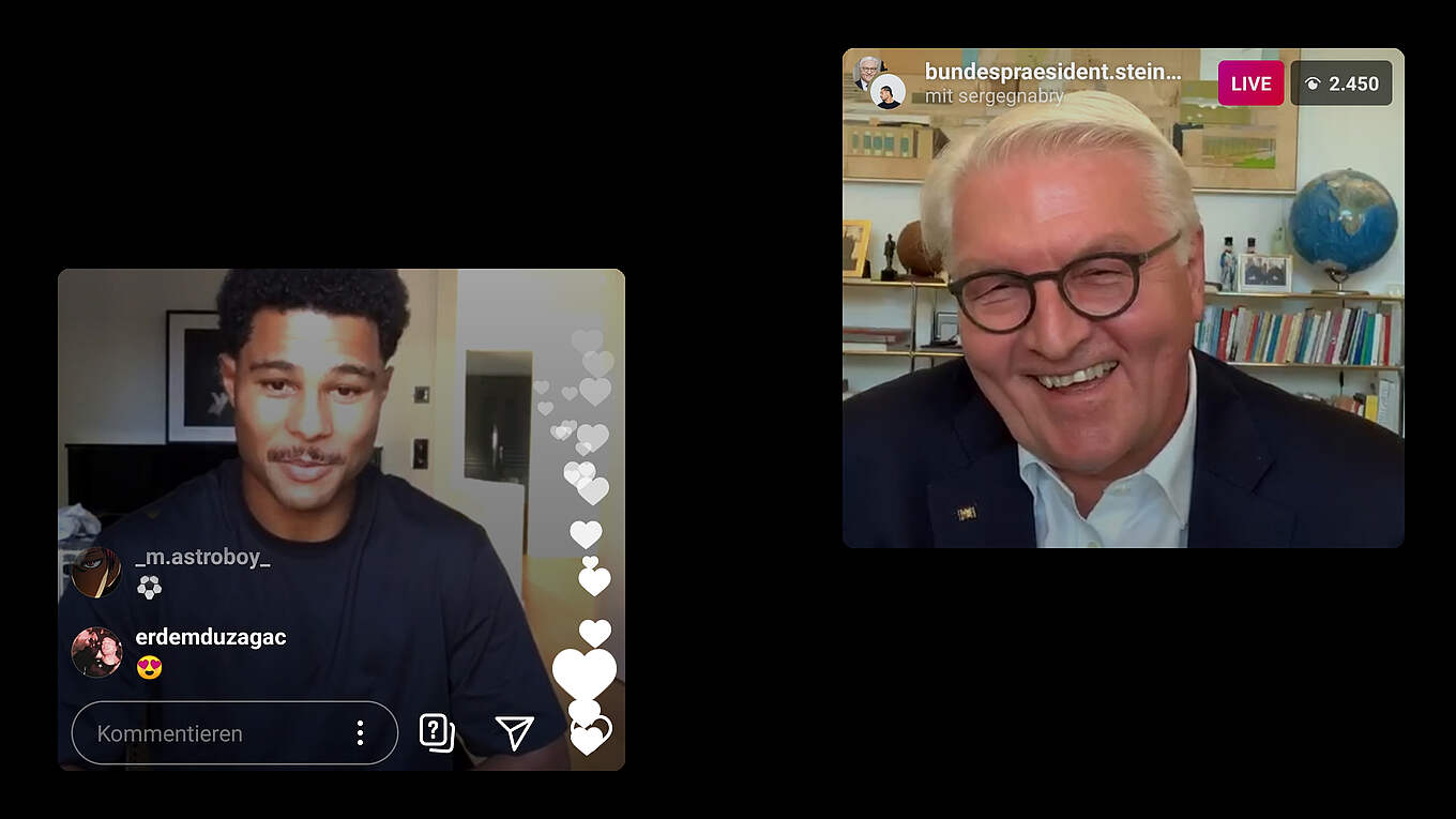 Gnabry Talk Mit Steinmeier Solidaritat Nach Corona Beibehalten Dfb Deutscher Fussball Bund E V