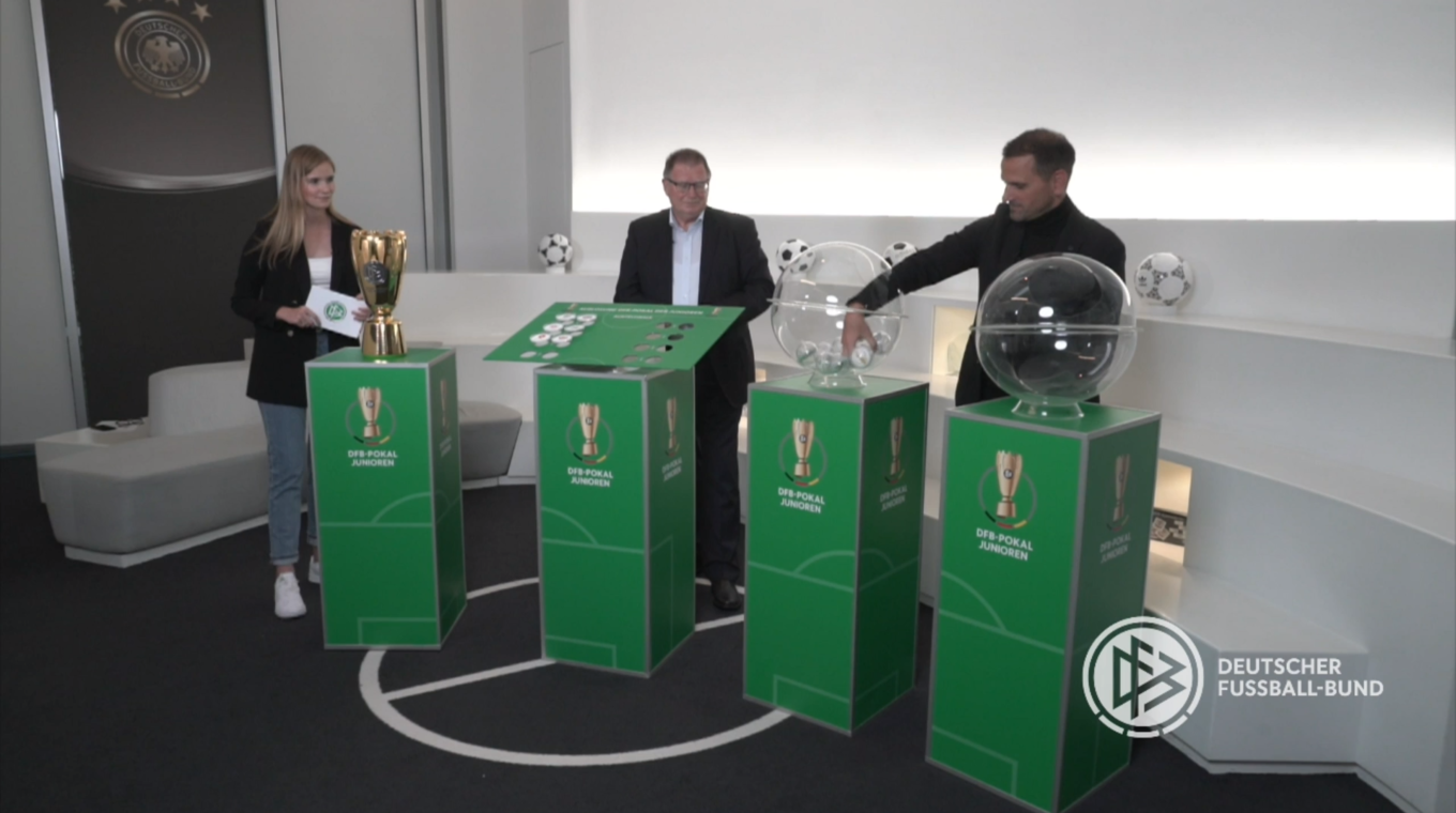 "Ein oder zwei Derbys schaden dem Pokal auch nicht": Joti Chatzialexiou (r.) lost aus © DFB-TV