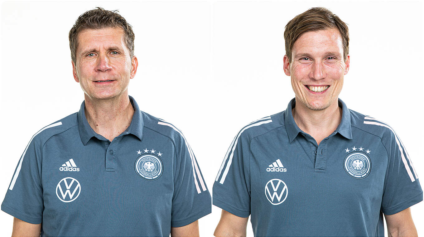 Freuen sich auf den Austausch mit Amateurtrainer*innen: Streichsbier (l.) und Wolf © Thomas Böcker/Collage DFB