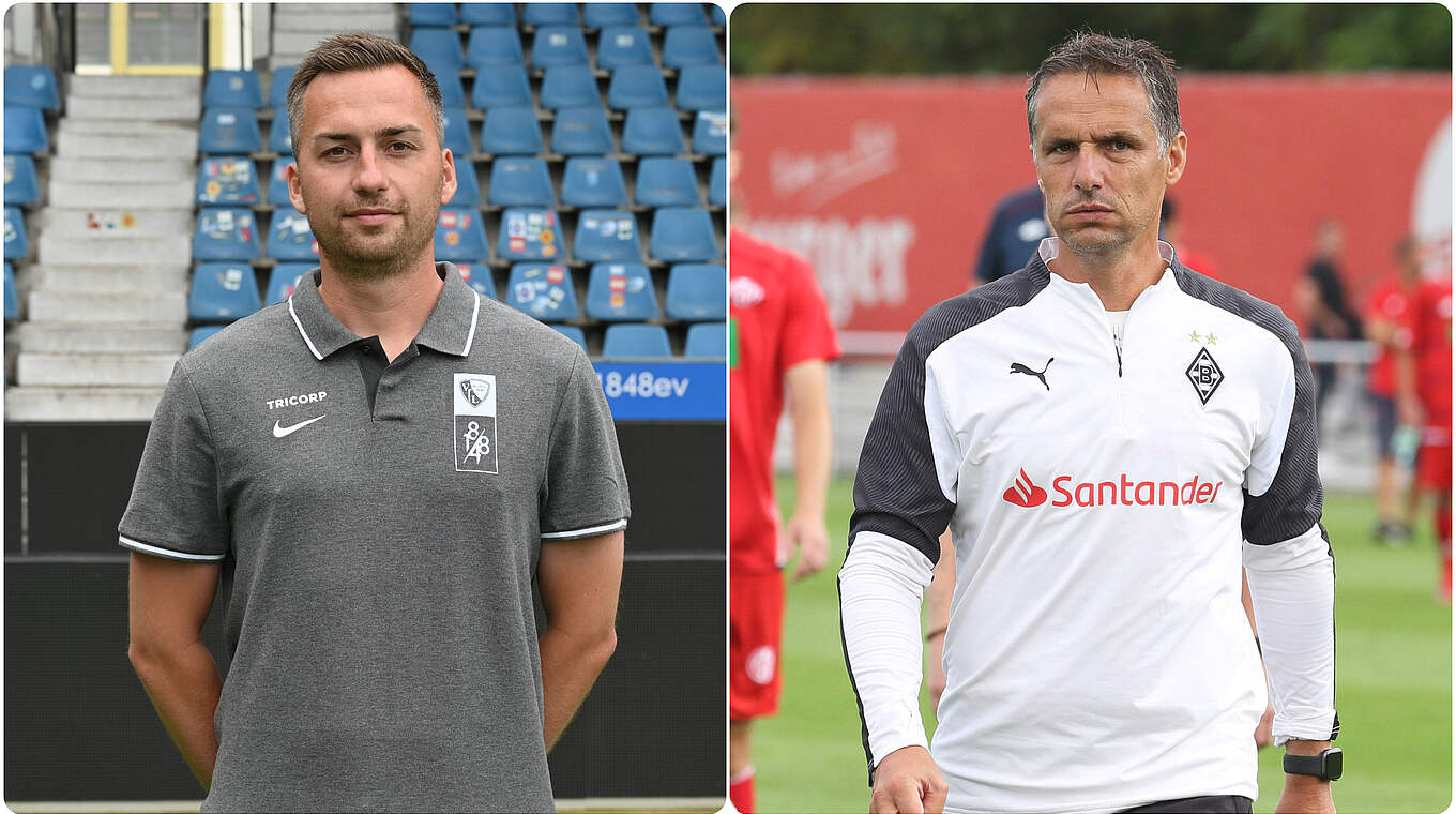 Bochum vs. Gladbach: Auch ein Duell der Trainer David Siebers (l.) und Hagen Schmidt © imago/Collage DFB.de