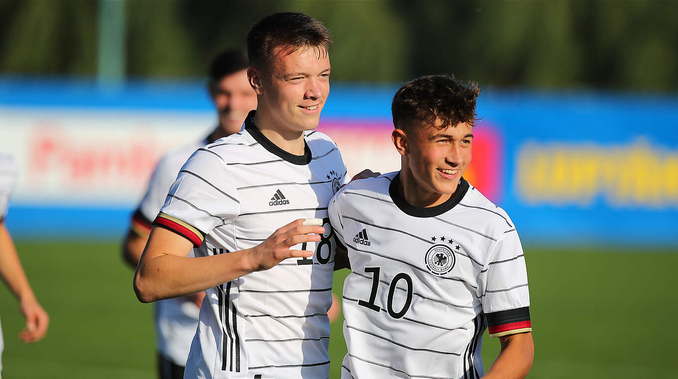 Wollen auch gegen Gastgeber Rumänien wieder jubeln: die deutschen U 17-Junioren © 2021 Getty Images