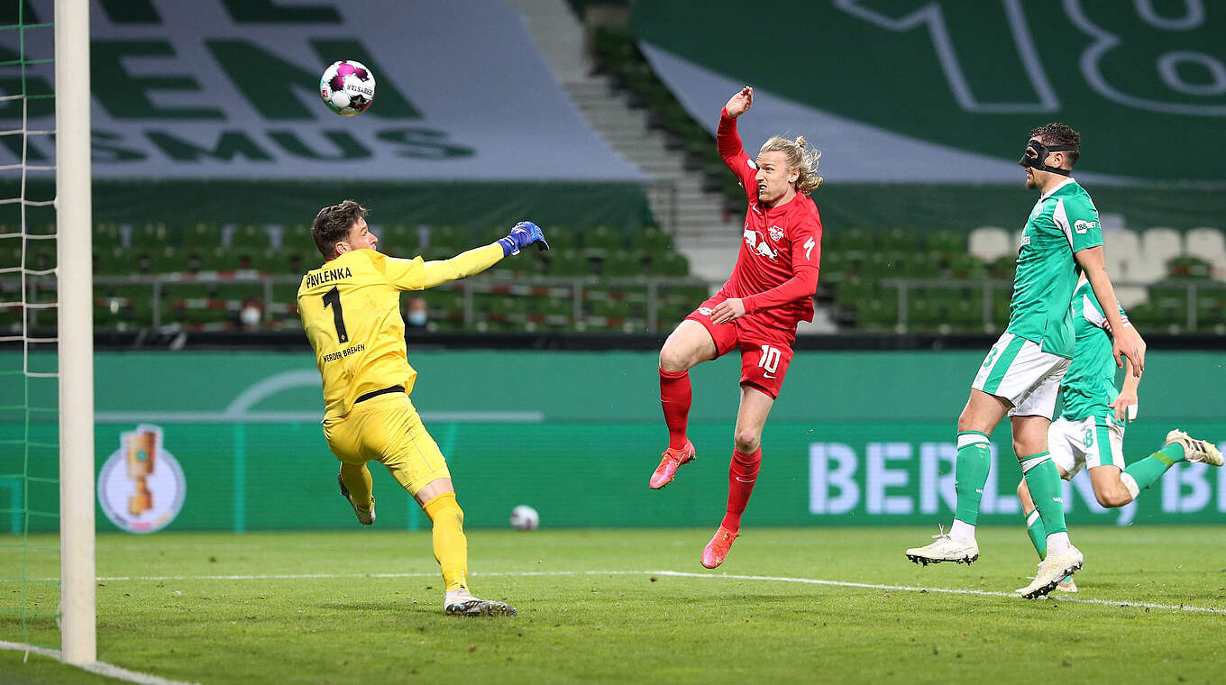 Wieder im Finale: Emil Forsberg (Mitte) schießt Leipzig 2021 spät ins Endspiel © GettyImages