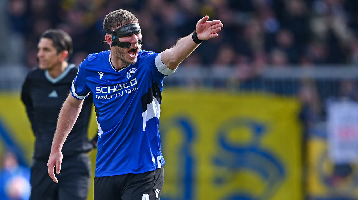 Das Bielefelder Gesicht auch in der 3. Liga: Angreifer Fabian Klos © 2023 Getty Images
