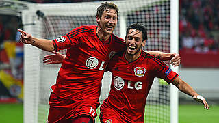 Befreiungsschlag in der Champions League: Leverkusen feiert den ersten Sieg © 2014 Getty Images